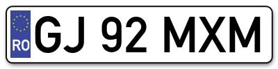 Placuta inmatriculare numar auto  GJ-92-MXM, GJ 92 MXM, GJ92MXM