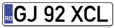 Placuta inmatriculare numar auto  GJ-92-XCL, GJ 92 XCL, GJ92XCL