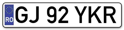 Placuta inmatriculare numar auto  GJ-92-YKR, GJ 92 YKR, GJ92YKR