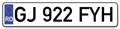 Placuta inmatriculare numar auto  GJ-922-FYH, GJ 922 FYH, GJ922FYH