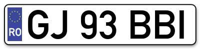 Placuta inmatriculare numar auto  GJ-93-BBI, GJ 93 BBI, GJ93BBI