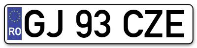 Placuta inmatriculare numar auto  GJ-93-CZE, GJ 93 CZE, GJ93CZE