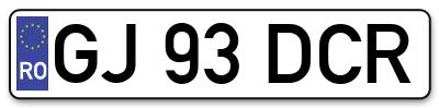Placuta inmatriculare numar auto  GJ-93-DCR, GJ 93 DCR, GJ93DCR