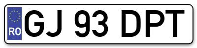 Placuta inmatriculare numar auto  GJ-93-DPT, GJ 93 DPT, GJ93DPT