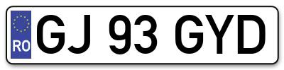 Placuta inmatriculare numar auto  GJ-93-GYD, GJ 93 GYD, GJ93GYD