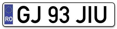 Placuta inmatriculare numar auto  GJ-93-JIU, GJ 93 JIU, GJ93JIU