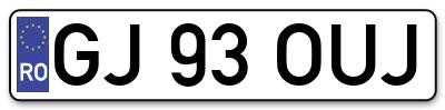 Placuta inmatriculare numar auto  GJ-93-OUJ, GJ 93 OUJ, GJ93OUJ