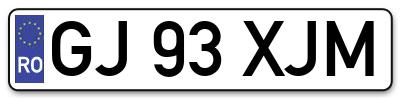 Placuta inmatriculare numar auto  GJ-93-XJM, GJ 93 XJM, GJ93XJM