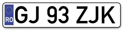Placuta inmatriculare numar auto  GJ-93-ZJK, GJ 93 ZJK, GJ93ZJK