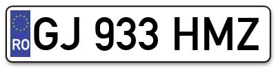Placuta inmatriculare numar auto  GJ-933-HMZ, GJ 933 HMZ, GJ933HMZ