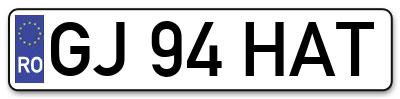 Placuta inmatriculare numar auto  GJ-94-HAT, GJ 94 HAT, GJ94HAT