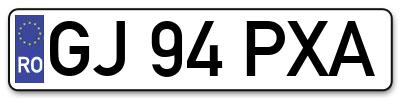 Placuta inmatriculare numar auto  GJ-94-PXA, GJ 94 PXA, GJ94PXA