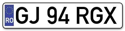 Placuta inmatriculare numar auto  GJ-94-RGX, GJ 94 RGX, GJ94RGX
