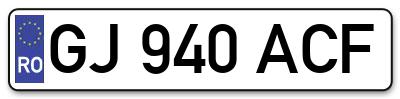 Placuta inmatriculare numar auto  GJ-940-ACF, GJ 940 ACF, GJ940ACF