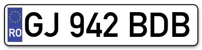 Placuta inmatriculare numar auto  GJ-942-BDB, GJ 942 BDB, GJ942BDB