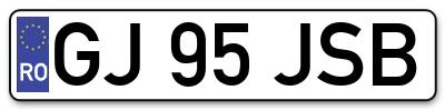 Placuta inmatriculare numar auto  GJ-95-JSB, GJ 95 JSB, GJ95JSB