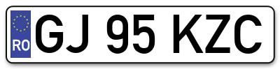 Placuta inmatriculare numar auto  GJ-95-KZC, GJ 95 KZC, GJ95KZC