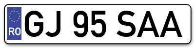 Placuta inmatriculare numar auto  GJ-95-SAA, GJ 95 SAA, GJ95SAA