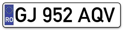 Placuta inmatriculare numar auto  GJ-952-AQV, GJ 952 AQV, GJ952AQV