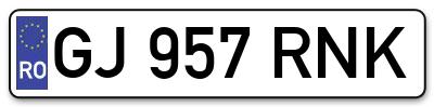 Placuta inmatriculare numar auto  GJ-957-RNK, GJ 957 RNK, GJ957RNK