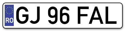 Placuta inmatriculare numar auto  GJ-96-FAL, GJ 96 FAL, GJ96FAL