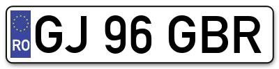 Placuta inmatriculare numar auto  GJ-96-GBR, GJ 96 GBR, GJ96GBR