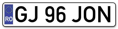 Placuta inmatriculare numar auto  GJ-96-JON, GJ 96 JON, GJ96JON