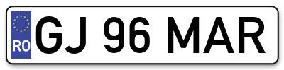 Placuta inmatriculare numar auto  GJ-96-MAR, GJ 96 MAR, GJ96MAR