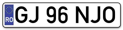 Placuta inmatriculare numar auto  GJ-96-NJO, GJ 96 NJO, GJ96NJO