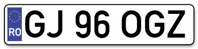 Placuta inmatriculare numar auto  GJ-96-OGZ, GJ 96 OGZ, GJ96OGZ