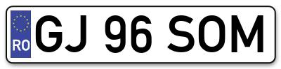 Placuta inmatriculare numar auto  GJ-96-SOM, GJ 96 SOM, GJ96SOM