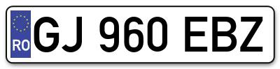 Placuta inmatriculare numar auto  GJ-960-EBZ, GJ 960 EBZ, GJ960EBZ