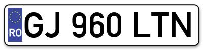 Placuta inmatriculare numar auto  GJ-960-LTN, GJ 960 LTN, GJ960LTN