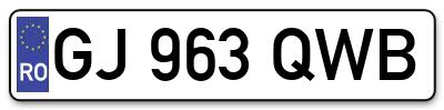 Placuta inmatriculare numar auto  GJ-963-QWB, GJ 963 QWB, GJ963QWB