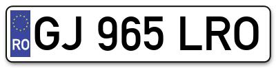 Placuta inmatriculare numar auto  GJ-965-LRO, GJ 965 LRO, GJ965LRO