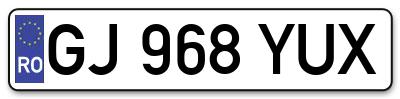 Placuta inmatriculare numar auto  GJ-968-YUX, GJ 968 YUX, GJ968YUX