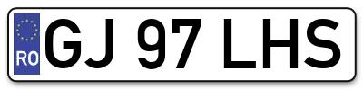 Placuta inmatriculare numar auto  GJ-97-LHS, GJ 97 LHS, GJ97LHS