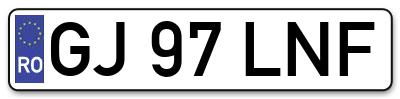 Placuta inmatriculare numar auto  GJ-97-LNF, GJ 97 LNF, GJ97LNF