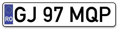 Placuta inmatriculare numar auto  GJ-97-MQP, GJ 97 MQP, GJ97MQP