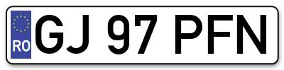 Placuta inmatriculare numar auto  GJ-97-PFN, GJ 97 PFN, GJ97PFN