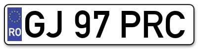 Placuta inmatriculare numar auto  GJ-97-PRC, GJ 97 PRC, GJ97PRC