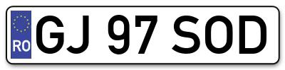 Placuta inmatriculare numar auto  GJ-97-SOD, GJ 97 SOD, GJ97SOD
