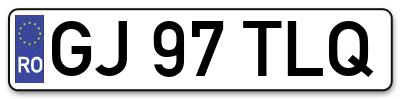 Placuta inmatriculare numar auto  GJ-97-TLQ, GJ 97 TLQ, GJ97TLQ
