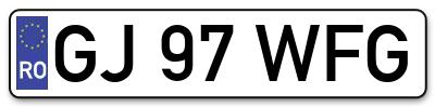 Placuta inmatriculare numar auto  GJ-97-WFG, GJ 97 WFG, GJ97WFG