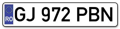 Placuta inmatriculare numar auto  GJ-972-PBN, GJ 972 PBN, GJ972PBN