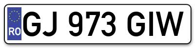 Placuta inmatriculare numar auto  GJ-973-GIW, GJ 973 GIW, GJ973GIW