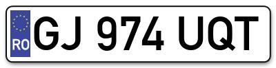 Placuta inmatriculare numar auto  GJ-974-UQT, GJ 974 UQT, GJ974UQT
