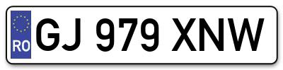 Placuta inmatriculare numar auto  GJ-979-XNW, GJ 979 XNW, GJ979XNW
