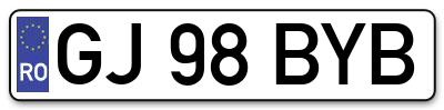 Placuta inmatriculare numar auto  GJ-98-BYB, GJ 98 BYB, GJ98BYB