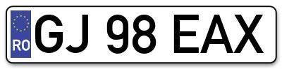 Placuta inmatriculare numar auto  GJ-98-EAX, GJ 98 EAX, GJ98EAX